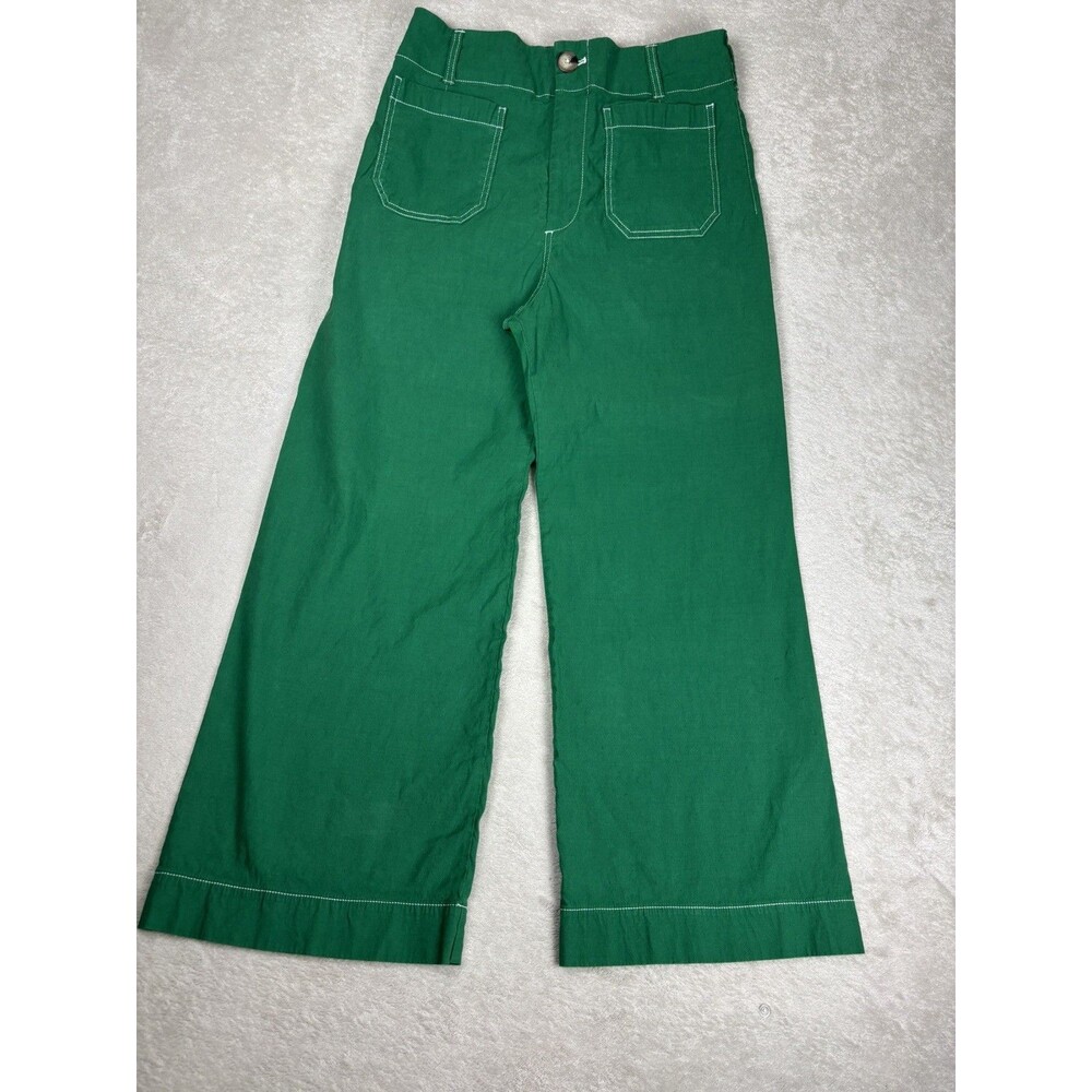 Maeve Anthroplogie The Colette Kelly Green Wide Leg High Rise Pants 29 Boho